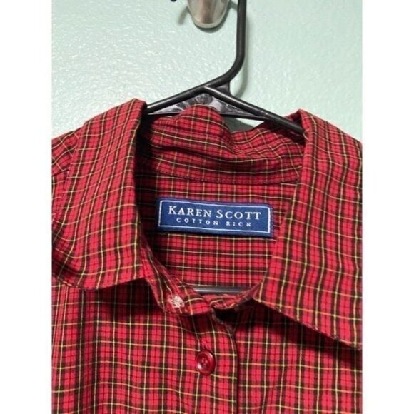 Vintage Karen Scott Back To School Women's Long Sleeve Plaid Button Up Shirt‎ L - Picture 5 of 9